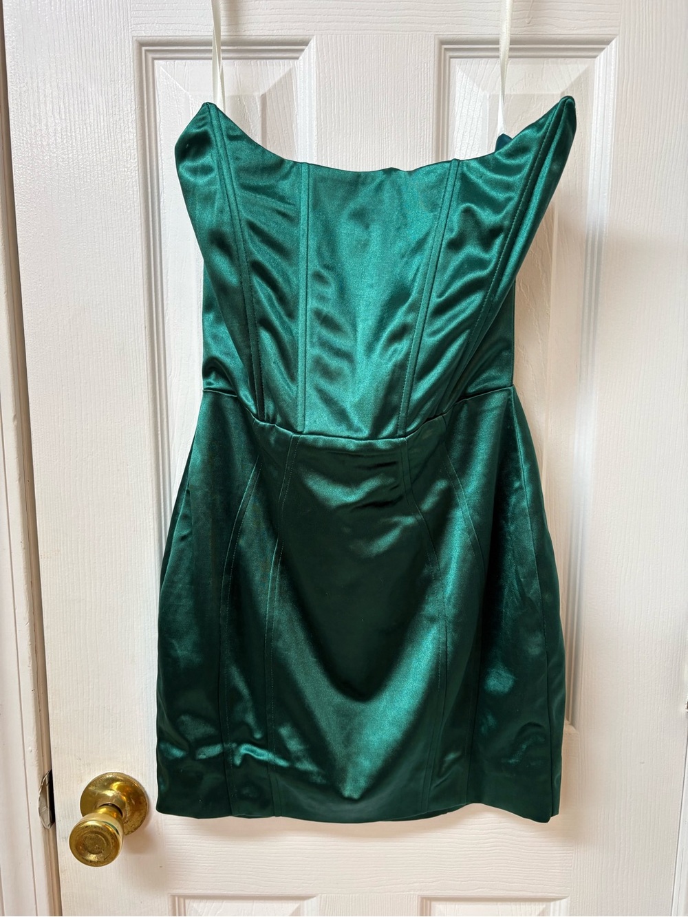 superdown Emerald Green Satin Strapless Mini Dress